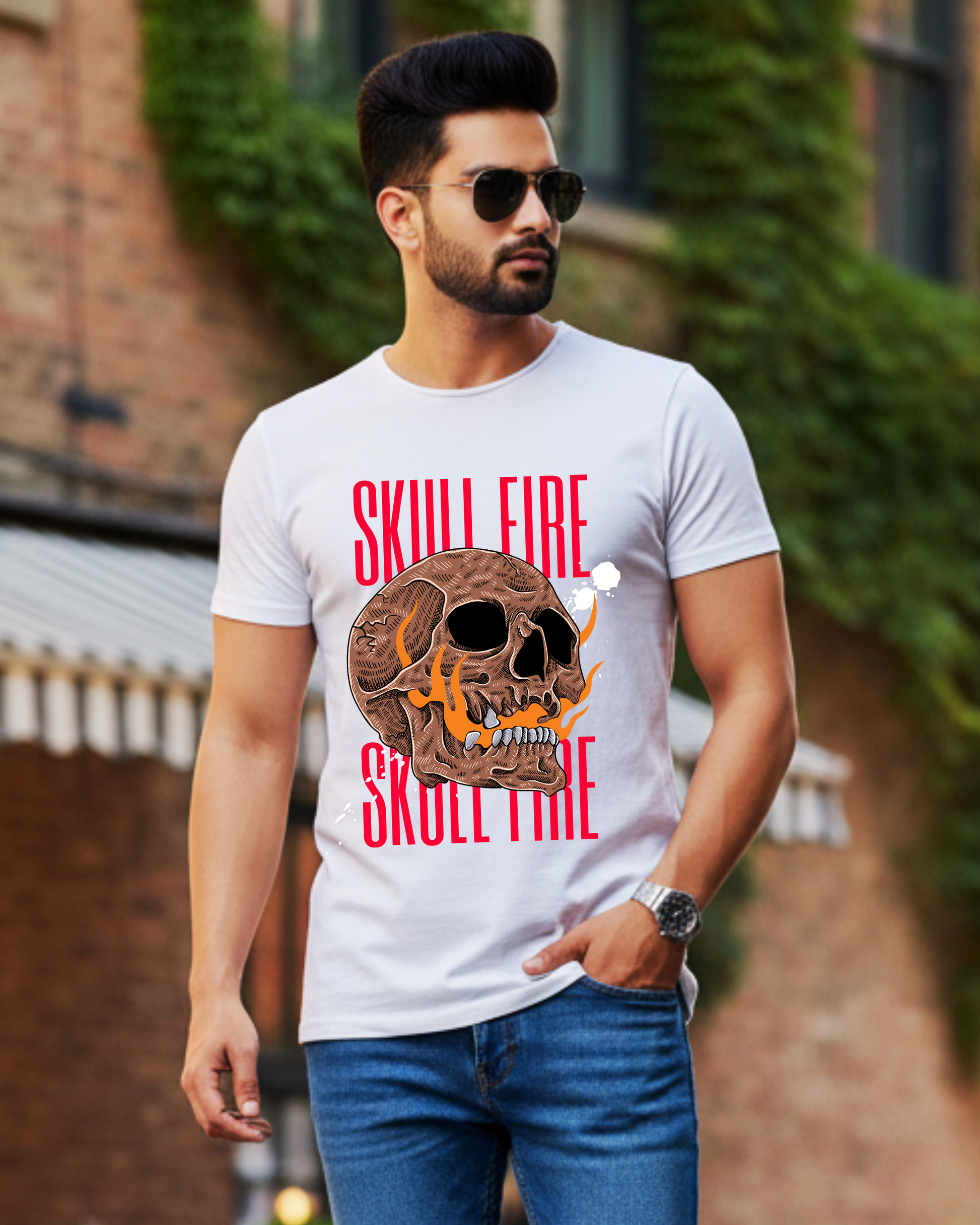 SKULL FIRE REGULAR T-SHIRT