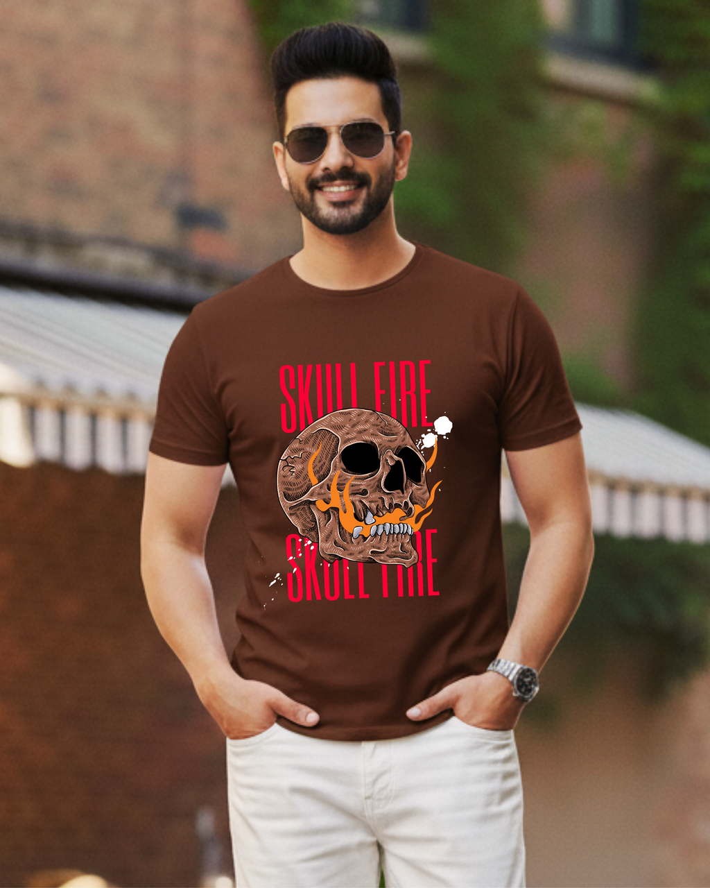 SKULL FIRE REGULAR T-SHIRT
